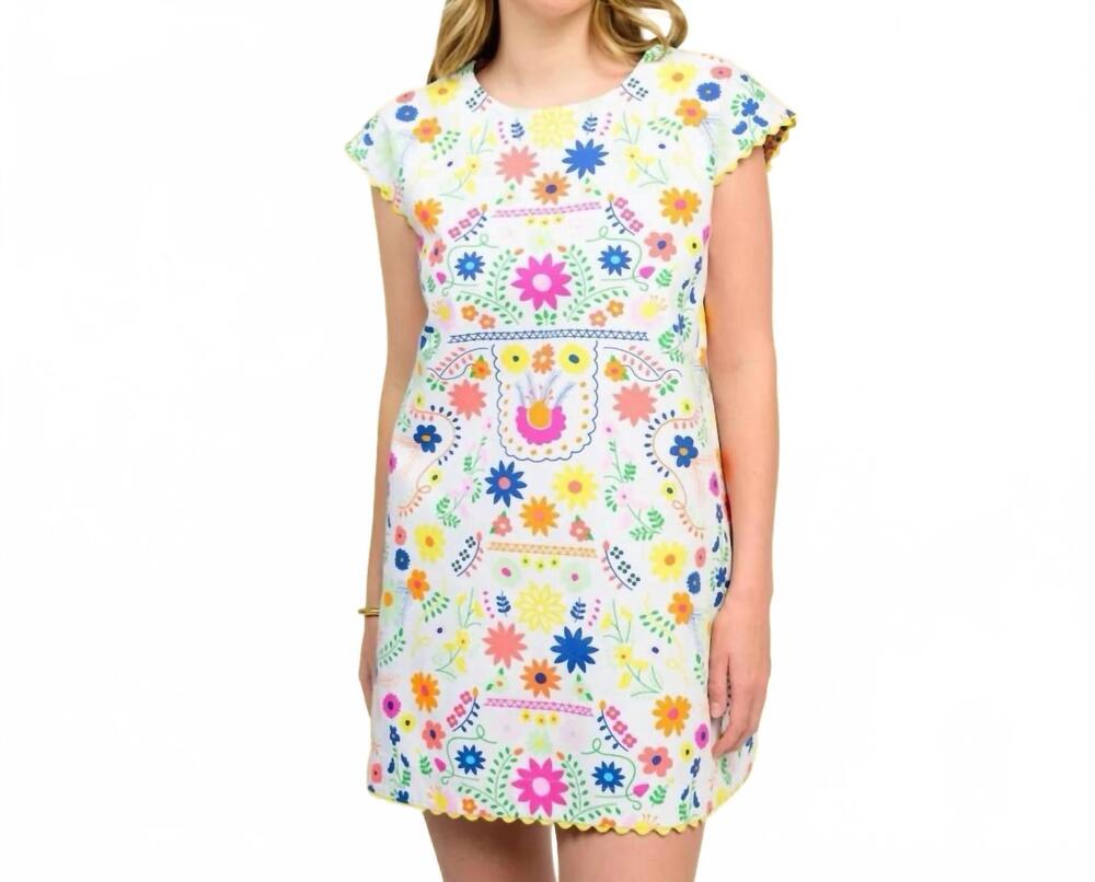 NEW SISTER MARY the fiesta floret shift dress in white